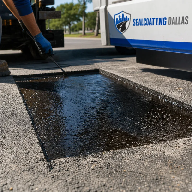 Saw-cut rectangular asphalt patch with clean edges and tack coat ready for hot mix placement and compaction